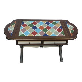 Coffee Table with Side Wings in Dark Nutwood, 1960s For Sale