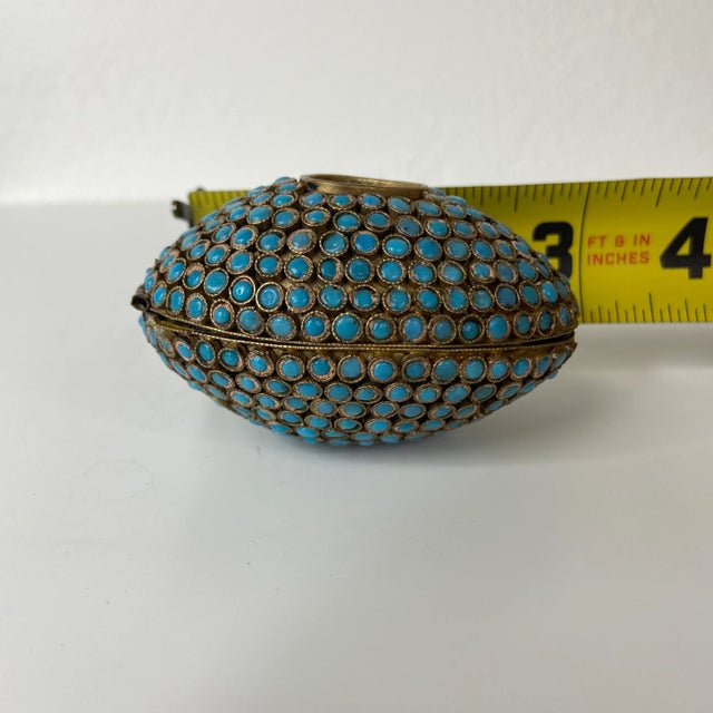 Vintage Tibetan Gau Prayer Box With Turquoise Colored Stones – Brass Gilt, Mid-20th Century For Sale - Image 9 of 10