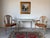 Elegant vintage Italian writing desk crafted in the French Provincial Louis XV style. This charming piece features...