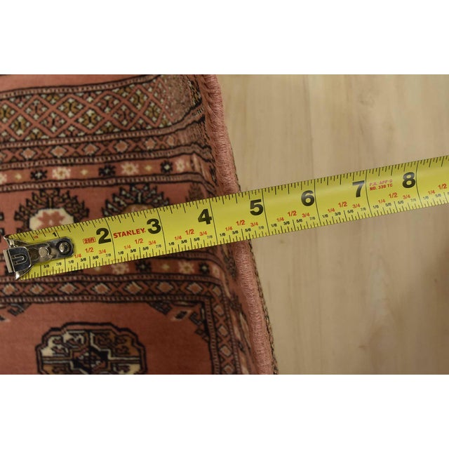 Bokhara Rug 3’11” X 6’6” Pink Wool Tribal Hand-Knotted Oriental Carpet For Sale - Image 9 of 11