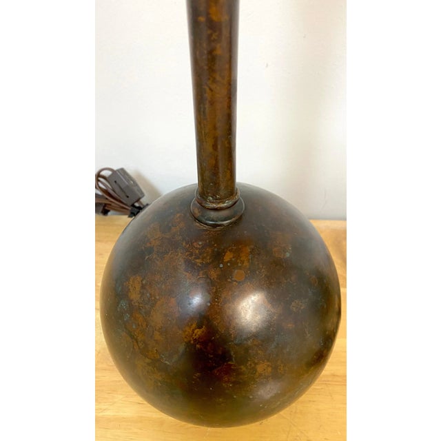 20th Century French Modern Patinated Bronze Sculptural Lamps - a Pair For Sale - Image 12 of 12