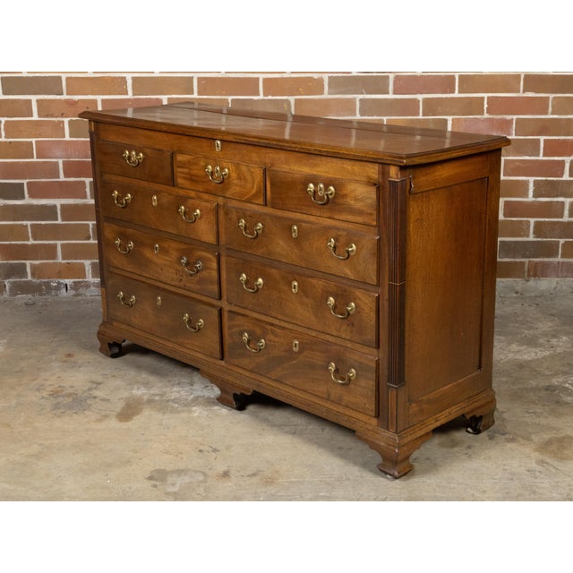 English Walnut 19th Century Flip Top Sideboard with Drawers and Brass Hardware For Sale - Image 12 of 12