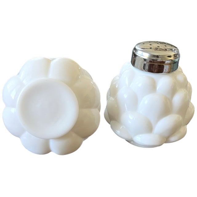 1940s 1940s White Milk Glass Artichoke-Form Salt & Pepper Shakers - Pair For Sale - Image 5 of 9
