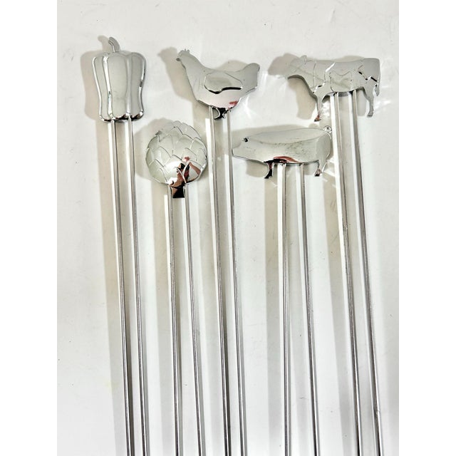 Vintage Stainless Steel Figural Skewers Cocktail Picks, Set of 5 For Sale In Louisville - Image 6 of 7