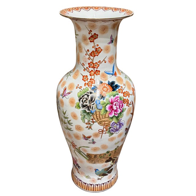 Vintage Chinese Peacock Baluster Vase — Circa 1960 For Sale - Image 4 of 13