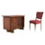 Italian Modern Carved Walnut and Rosewood Desk with Side Chair, Set of 2 For Sale