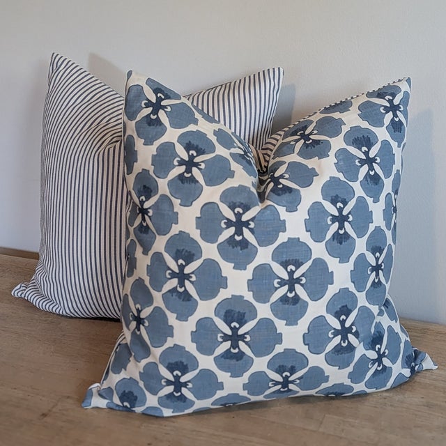 Not Yet Made - Made To Order Galbraith & Paul Sakura Denim Pillows With Blue Striped Backs For Sale - Image 5 of 6