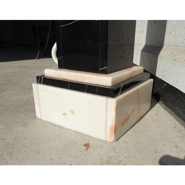 Art Deco Belgian Black Veined Marble and Carrara Marble Column Pied De Stal, 1930s For Sale - Image 6 of 12