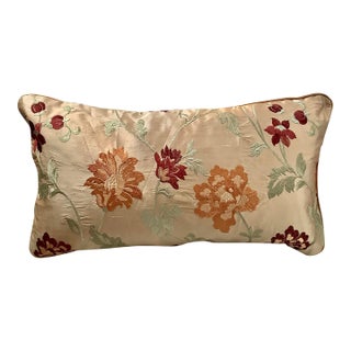 Garden Floral Embroidered Decorative Silk Lumbar Pillow Cover For Sale