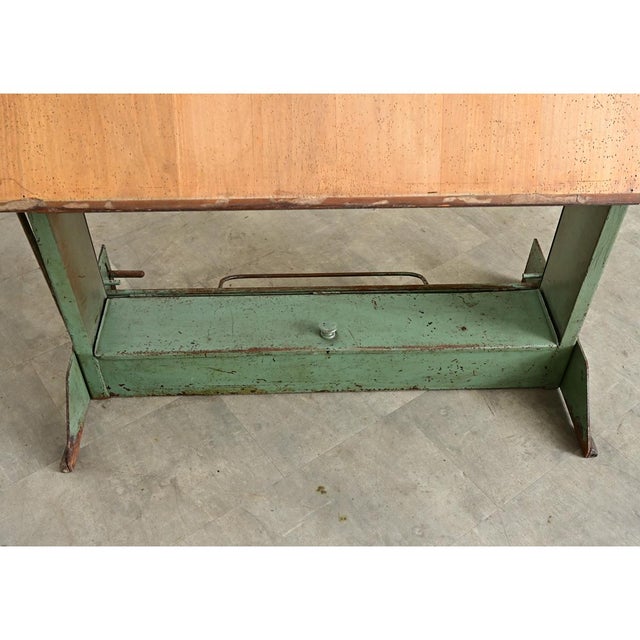 Early 20th Century French Vintage Mid-Century Architects Drafting Desk For Sale - Image 5 of 12