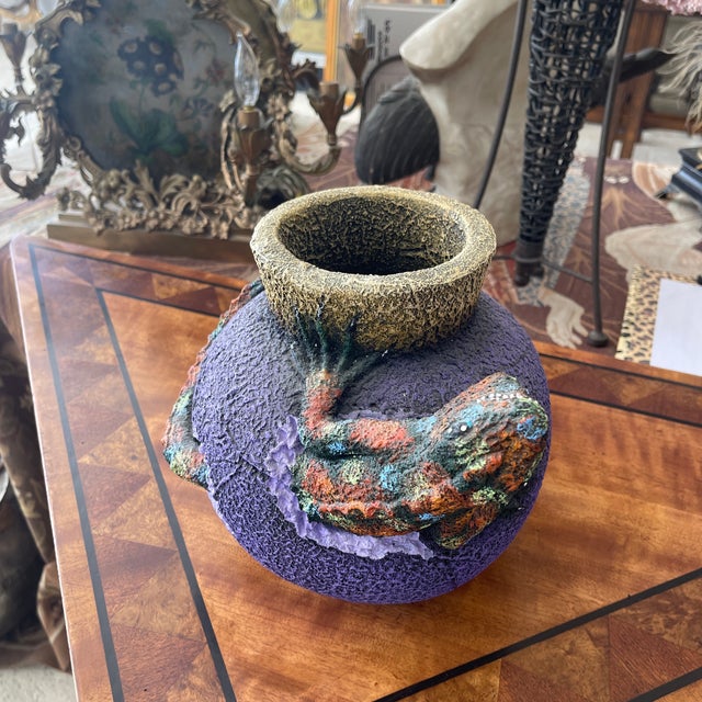 Mexican Vintage Mexican Pottery Iguana Lizard Figural Vase For Sale - Image 3 of 9