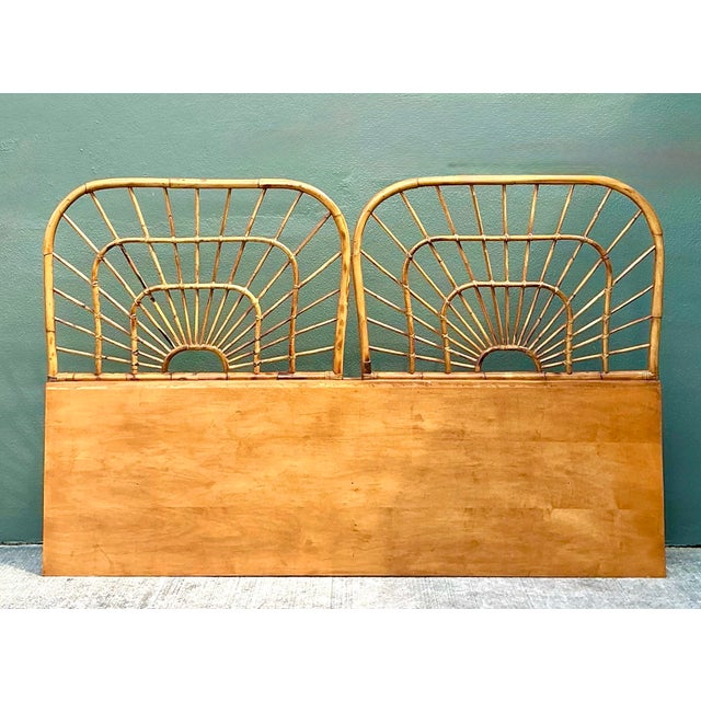 Tan Vintage King Size Rattan Headboard For Sale - Image 8 of 12
