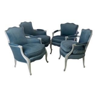 Louis XVI Bergere Armchairs, 1850s, Set of 4 For Sale