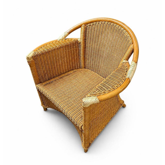 Wicker and Bamboo Patio Chairs in Alcantara, 1980s, Set of 2 For Sale - Image 11 of 16