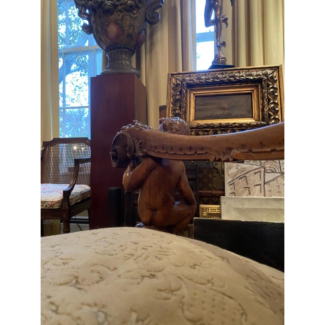 Venetian Baroque 19th Century Walnut Carved Bench For Sale - Image 9 of 10