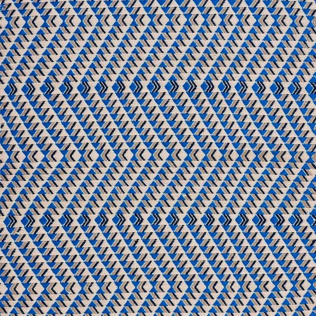 Schumacher X A Rum Fellow Amates Hand Woven Brocade Fabric in Ocean For Sale