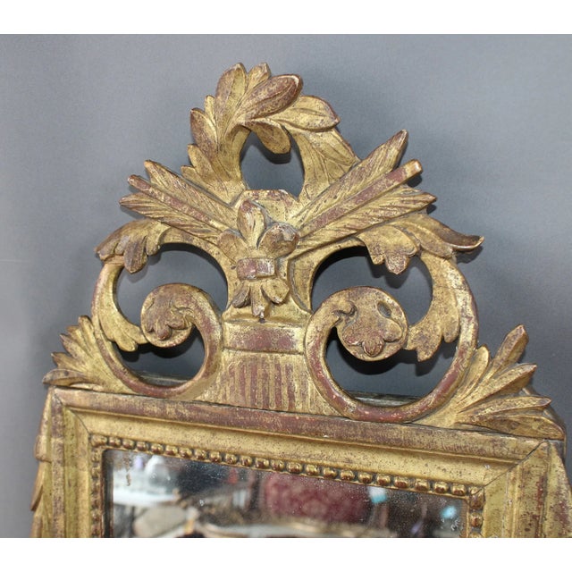 French Early 19th Century French Louis Xvi Style Giltwood Mirror, Petite Scale For Sale - Image 3 of 6