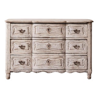 19th Century French Louis XV Whitewashed Dresser For Sale
