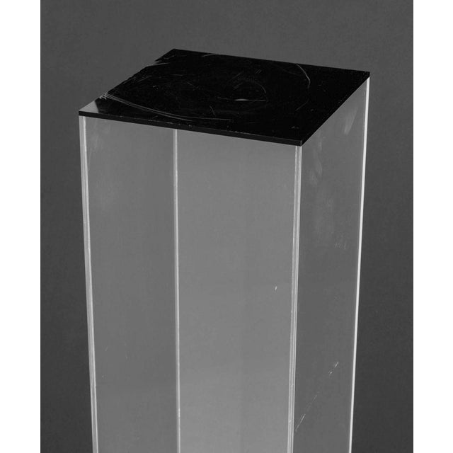 Contemporary Postmodern Black and Clear Acrylic Pedestal For Sale - Image 3 of 6