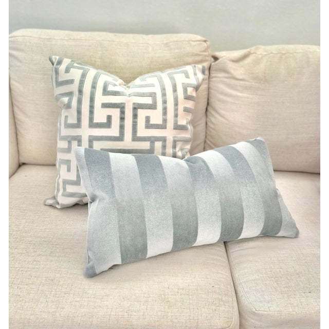 Introducing our limited edition, ultra luxe Mohair Stripe in colorway Pool, a beautiful, pastel blue-gray. This high end...