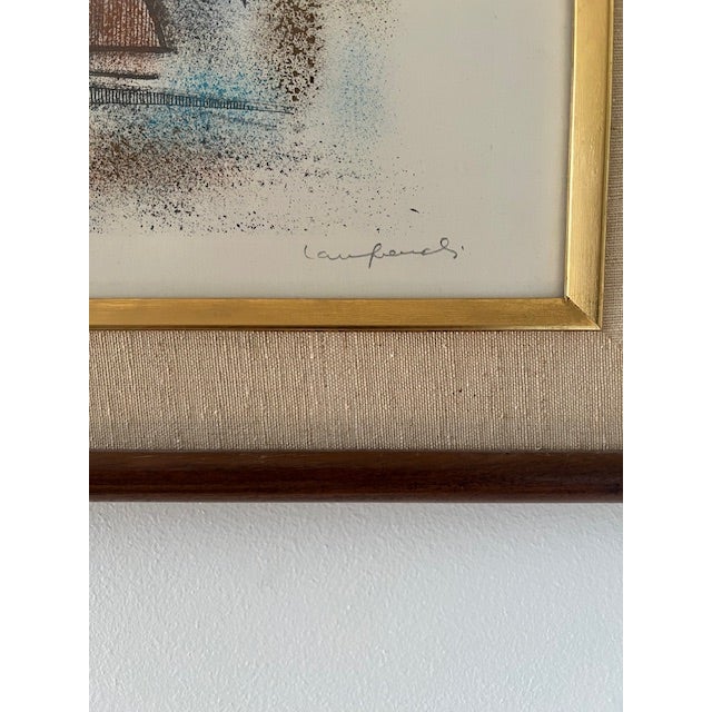 Mid-Century European Modern Harbor Print, 1968 Titled “Sunny Harbor” Limited Edition (68/250) For Sale - Image 4 of 5