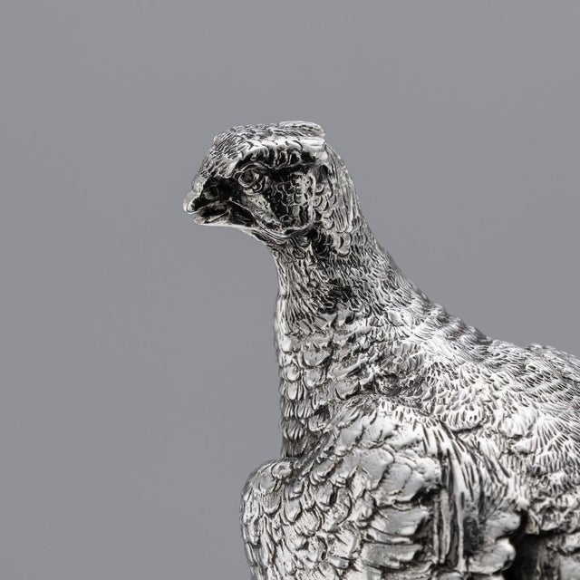 Vintage 20th Century English Silver Ornamental Pheasants, 1972, Set of 2 For Sale - Image 10 of 18