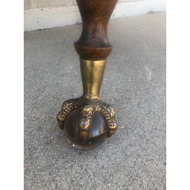 Antique Tiger Oak Parlor Side Table With Brass Claw Feet Chairish
