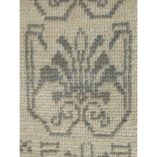 Turkish Light Taupe, Gray-Green, and Cream Turkish Tulu Vintage Rug With Latticework For Sale - Image 3 of 5