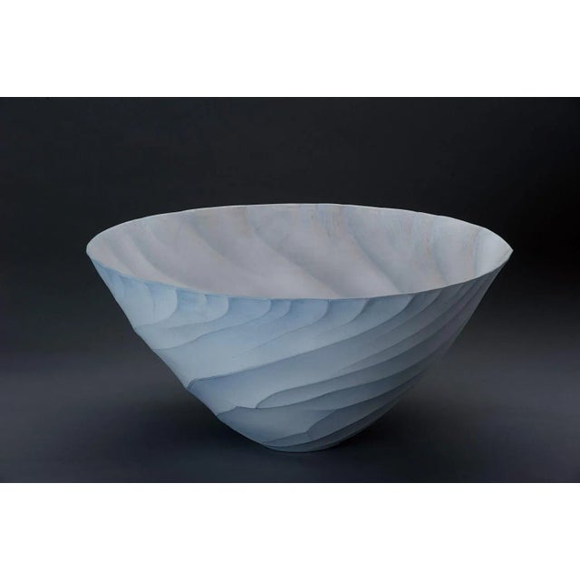 Contemporary Porcelain Bowl / Vessel by Ceramic Artist, Paula Murray, Light Blue A contemporary porcelain bowl of the...