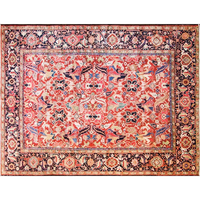 Antique Dragon Heriz/ Serapi Carpet , 7'7" x 10' Great Colors. # A great painting is measure by beauty of its colors and...