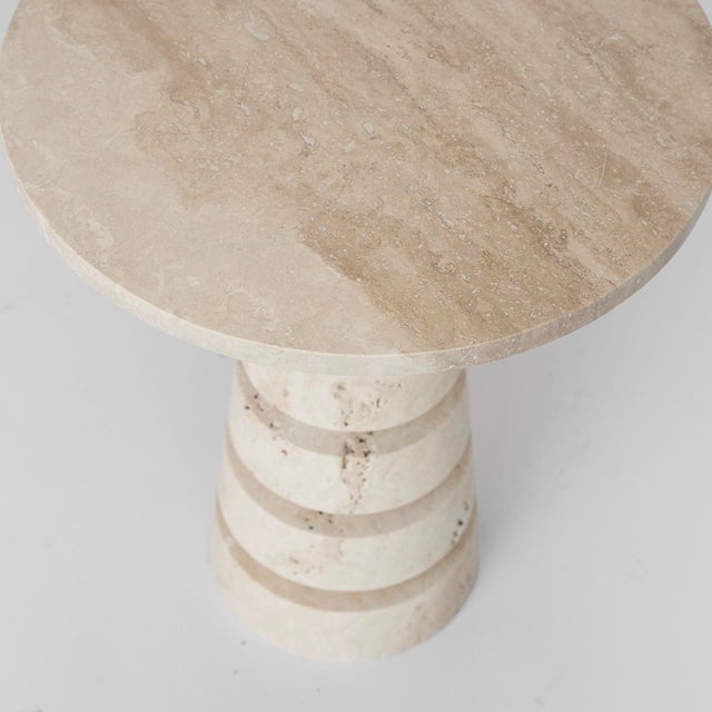 Travertine Layered Cone Side Table by Kiwano Concept For Sale - Image 4 of 7