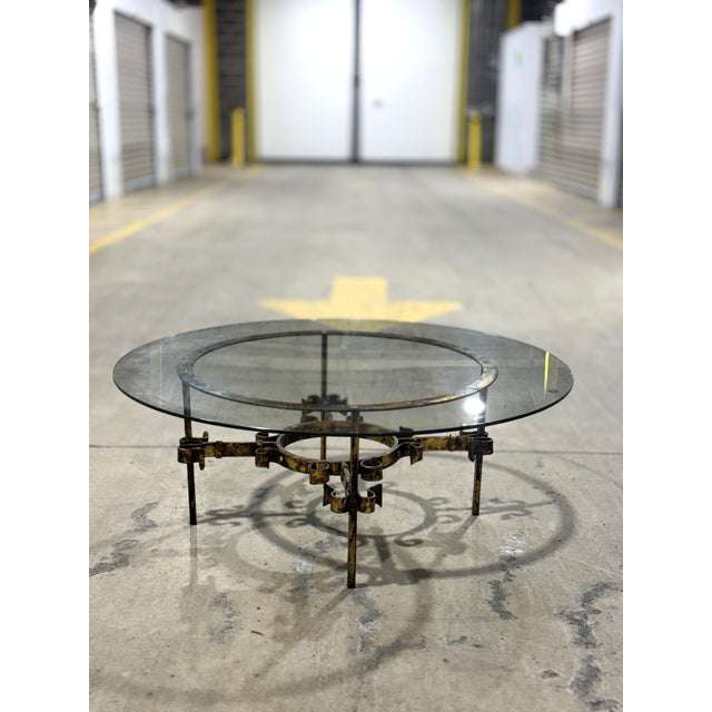 Metal 1960s Hand Forged Wrought Iron Coffee Table in the Style of Gilbert Poillerat For Sale - Image 7 of 16