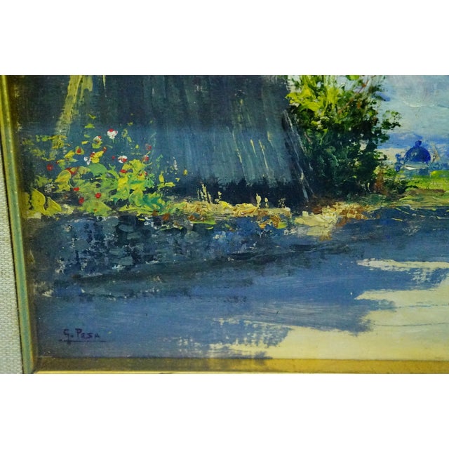 G. Pesa, Rural Landscape with Figures, 20th Century, Oil Painting on Panel, Framed For Sale - Image 7 of 18