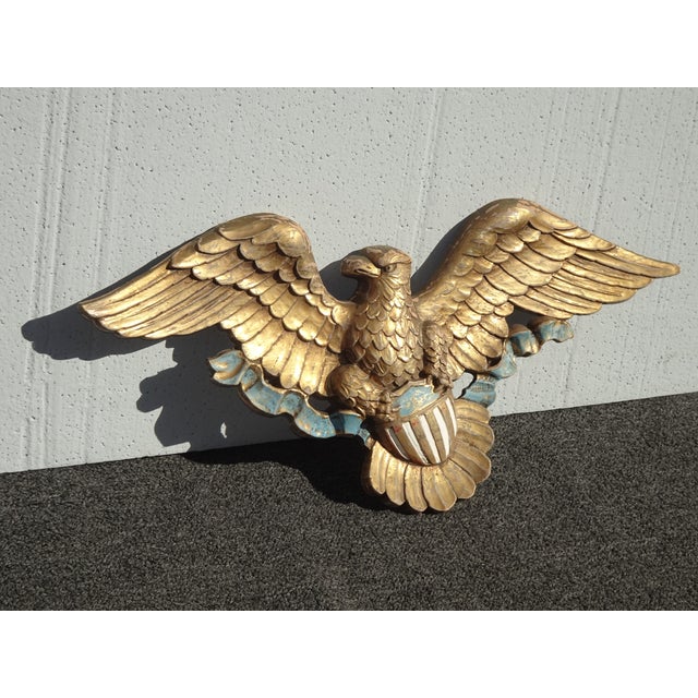 Syroco Vintage French Country Syroco Patriotic American Eagle Gold Wall Picture Plaque For Sale - Image 4 of 13