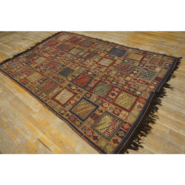 1880s Multi Geometric Rustic Antique Caucasian Verneh Flat-Weave Carpet 5'6" X 7'10" Wool Rug For Sale - Image 4 of 12