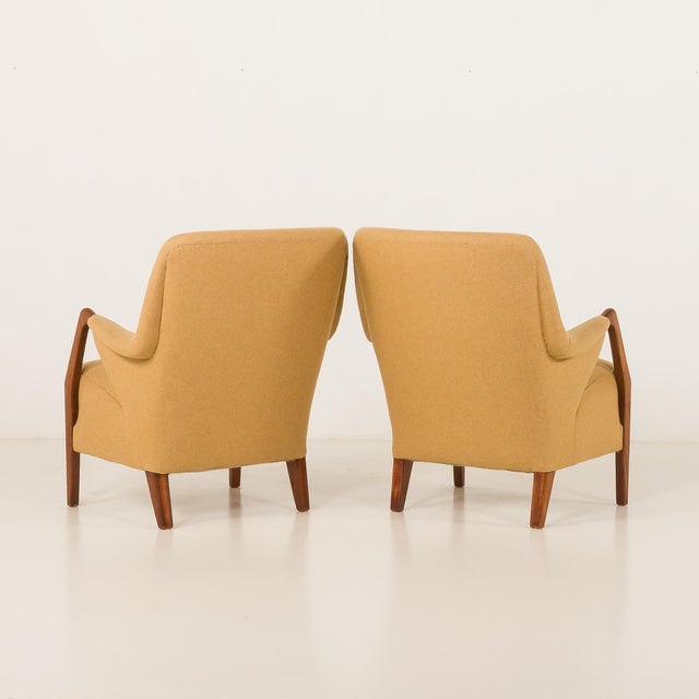Mid-Century Scandinavian Lounge Chairs in Teak and Wool, 1960s, Set of 2 For Sale - Image 4 of 17