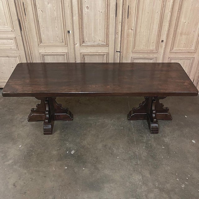 Wood Grand Country French Elm Double Pedestal Dining Table For Sale - Image 7 of 18