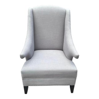 Grey Midcentury Style Wing Back Chair For Sale