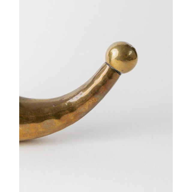 Vintage Brass Horn Vase in Hand-Carved Brass, 1930s For Sale - Image 4 of 11