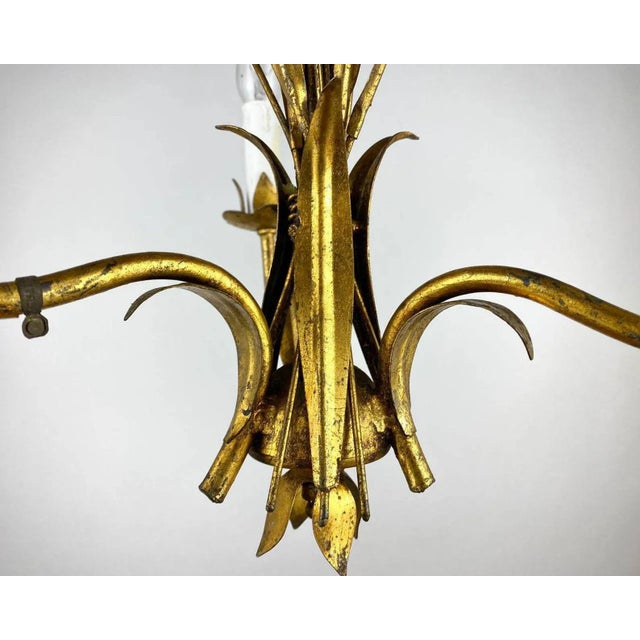 Metal Vintage Italian Chandelier Ears of Wheat, Italy, 1960s For Sale - Image 7 of 11
