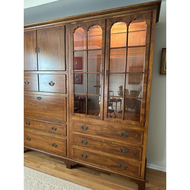 Stunning Antique Wall Unit by Milling Road Furniture W/Desk For Sale - Image 9 of 11