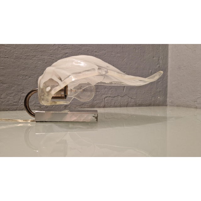 1980s Leaf Wall Lamps in Transparent and White Murano Glass from La Murrina, 1980s, Set of 2 For Sale - Image 5 of 18