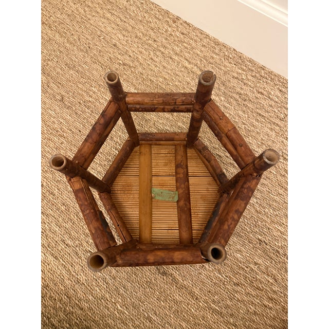 Wood Vintage Tortoise Rattan Plant Stand For Sale - Image 7 of 9