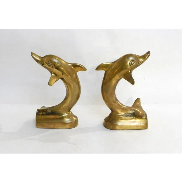 Metal Golden Brass Dolphins, 1980s, Set of 2 For Sale - Image 7 of 9