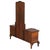Elegant and unusual Italian dressing table / vanity in walnut and finely figured burl walnut, fitted with a tall central...