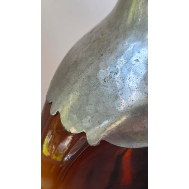Mid 20th Century Royal Holland Daalderop Amber Glass and Pewter Decanter For Sale - Image 12 of 18