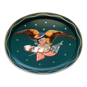 Vintage Teal & Gold Eagle Serving Tray
