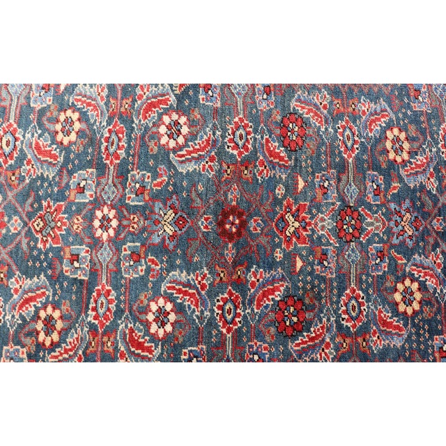 Textile Antique Persian Bidjar Rug With Large Floral Motifs in Blue, Red, and Ivory For Sale - Image 7 of 12