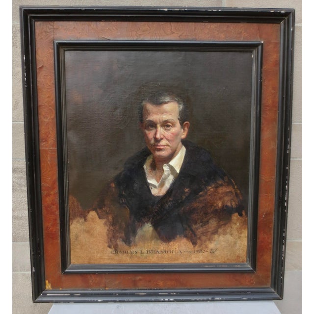 A masterful painter of great accomplishment and a remarkable body of work, this portrait of 1980 in the classic formal...