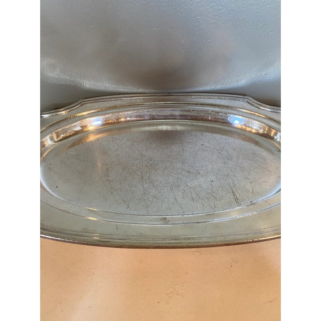 Silver Heavy Hotel Silver Crested Meat Dome and Under-Tray For Sale - Image 8 of 10